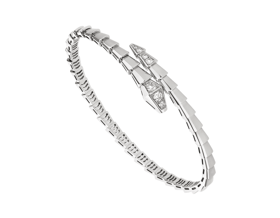 Bob Snake Giorno Open Bracelet – Moissanite Head & Tail | Yellow, Rose & White Gold — real photo 1