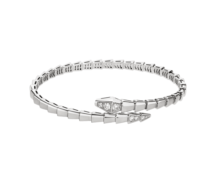 Bob Snake Giorno Open Bracelet – Moissanite Head & Tail | Yellow, Rose & White Gold — real photo 4