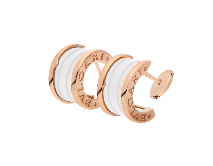 Bob Rollers Calista Rose Gold Hoop Earrings White Ceramic — real photo 5