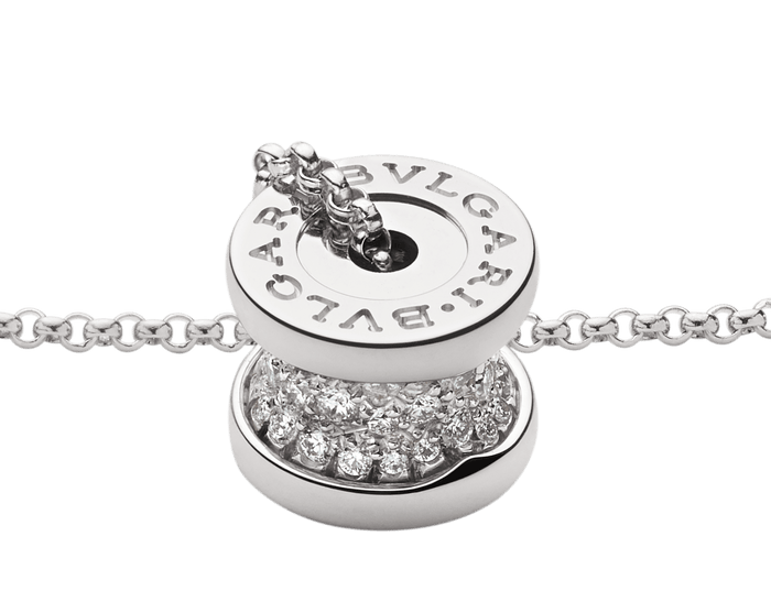 Bob Rollers Cordelia Necklace, pavé Moissanite| Yellow, Rose & White Gold — real photo 5
