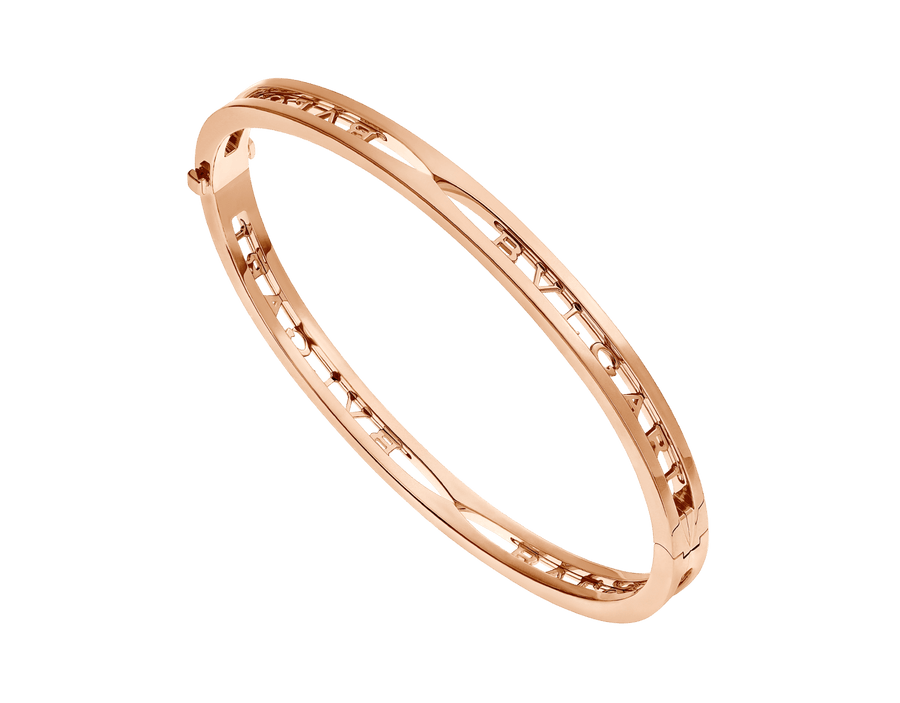 Bob Rollers Gear Open Lettering Bracelet, Hollow-Carved | Yellow, Rose & White Gold — real photo 2
