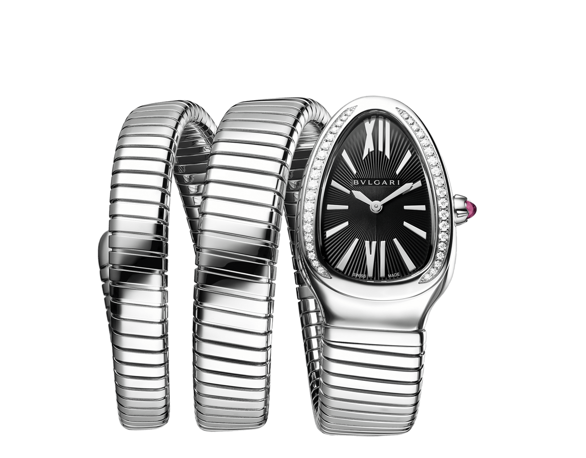Bob Snake Chrono White Gold Watch Stainless Steel Crown Set With A Cabochon Cut Rubellite — real photo 1