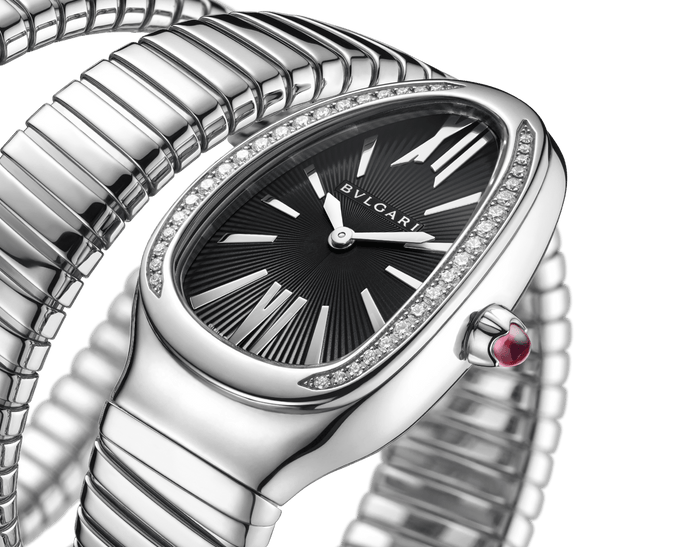 Bob Snake Chrono White Gold Watch Stainless Steel Crown Set With A Cabochon Cut Rubellite — real photo 5