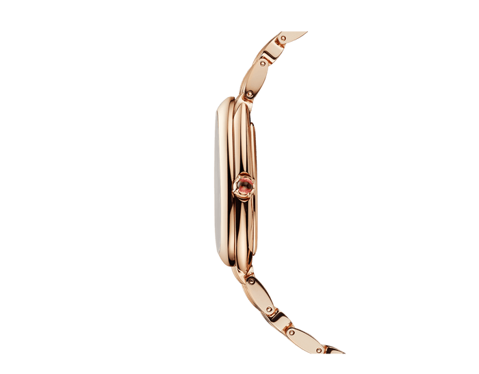 Bob Snake Spiga Rose Gold Watch Bezel And Crown Set With 1 Cab Cut Pink Rubellite — real photo 5