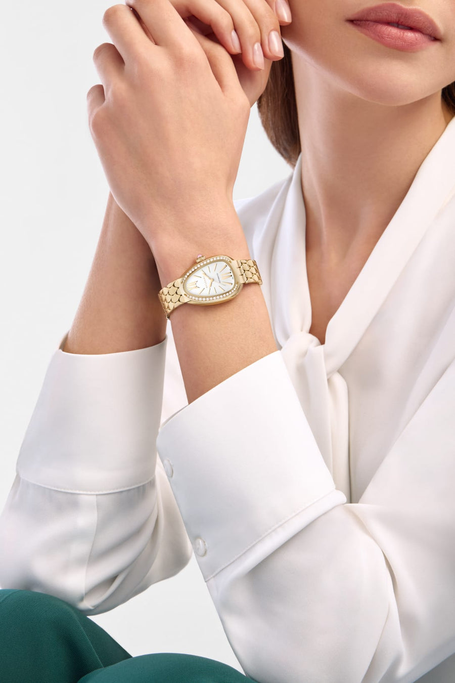 Bob Snake Spiga Yellow Gold Watch Diamond-set Bezel And White Opaline Dial — real photo 3
