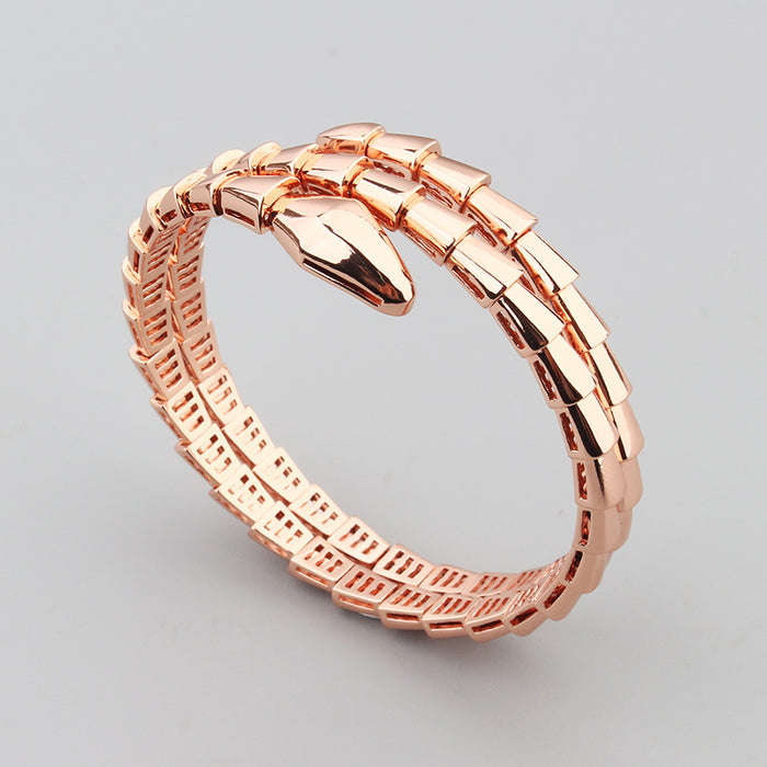Lotteds Bob Snake Giorno Sculptural Double-Wrap Bracelet – Polished Finish (No Stone) — real photo 4