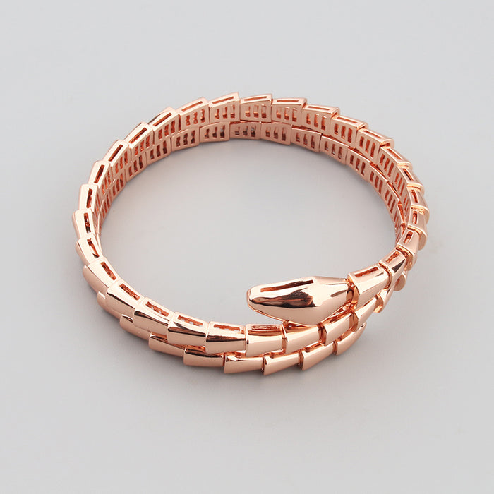 Lotteds Bob Snake Giorno Sculptural Double-Wrap Bracelet – Polished Finish (No Stone) — real photo 5