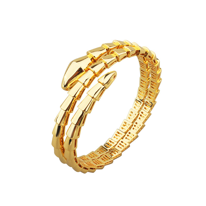 Lotteds Bob Snake Giorno Sculptural Double-Wrap Bracelet – Polished Finish (No Stone) — real photo 1