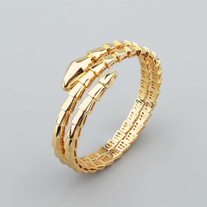 Lotteds Bob Snake Giorno Sculptural Double-Wrap Bracelet – Polished Finish (No Stone) — real photo 6