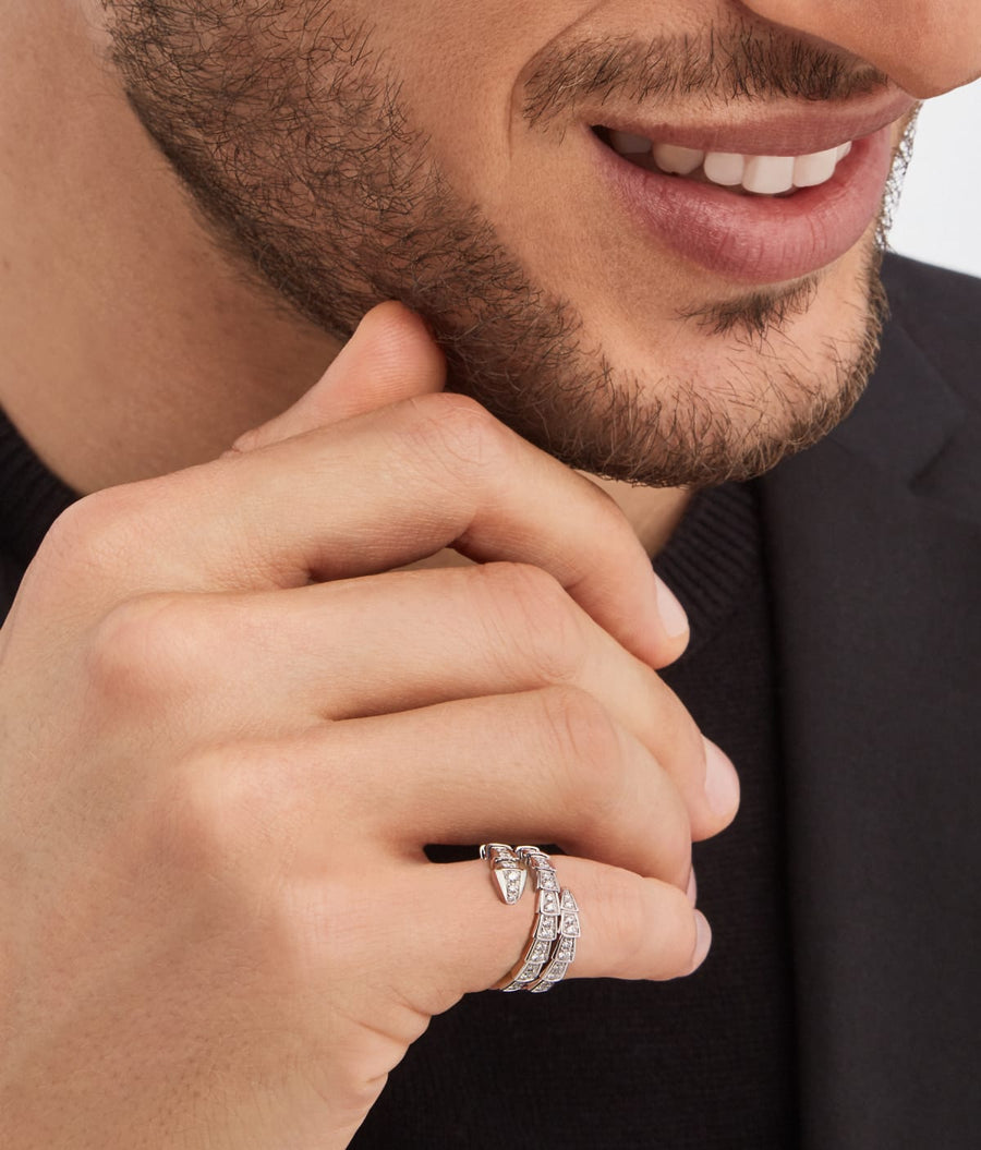 Bob Snake Giorno Ring – Full Moissanite Pavé | Yellow, Rose & White Gold — real photo 2