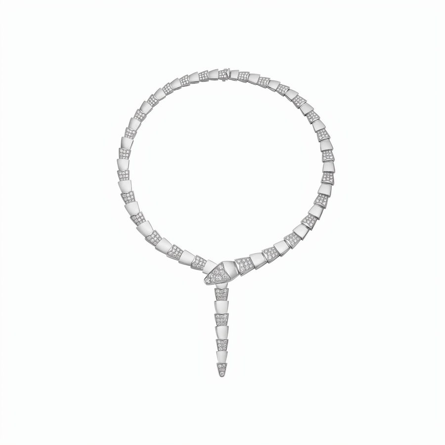 Bob Snake Lovato Serpent Necklace – Alternating Moissanite Pavé in Matte Gold — real photo 2