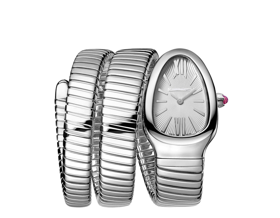 Bob Snake Chrono White Gold Watch Double Circle Moissanite — real photo 2