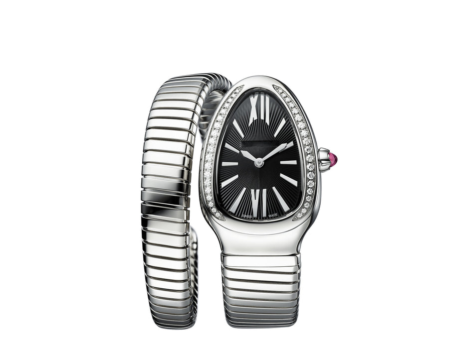 Bob Snake Chrono White Gold Watch Black Face Moissanite Lab-grown — real photo 2