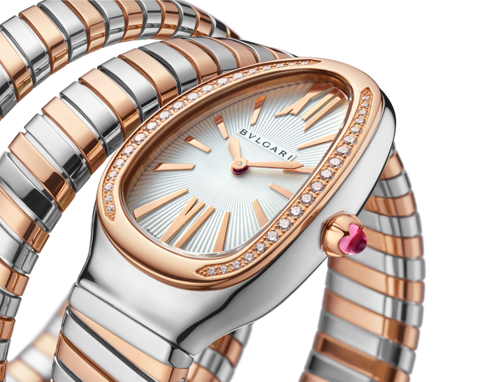 Bob Snake Chrono Rose Gold&White Gold Watch Lab-grown Moissanite — real photo 5