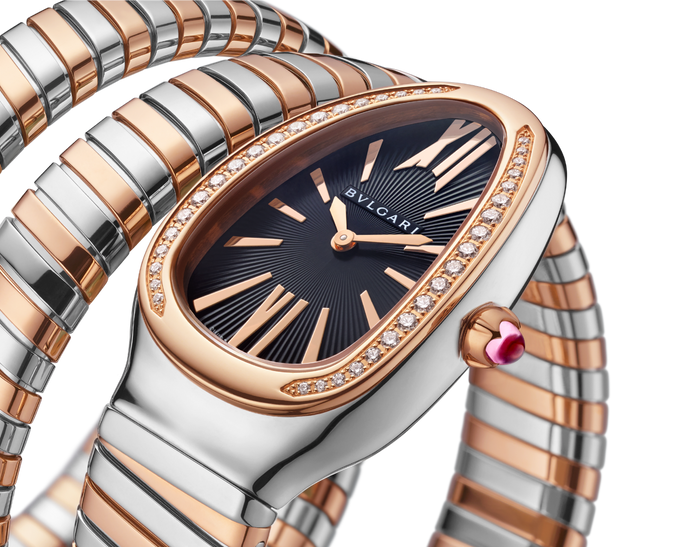Bob Snake Chrono Rose White Gold Watch Black Face Moissanite Lab-grown — real photo 4