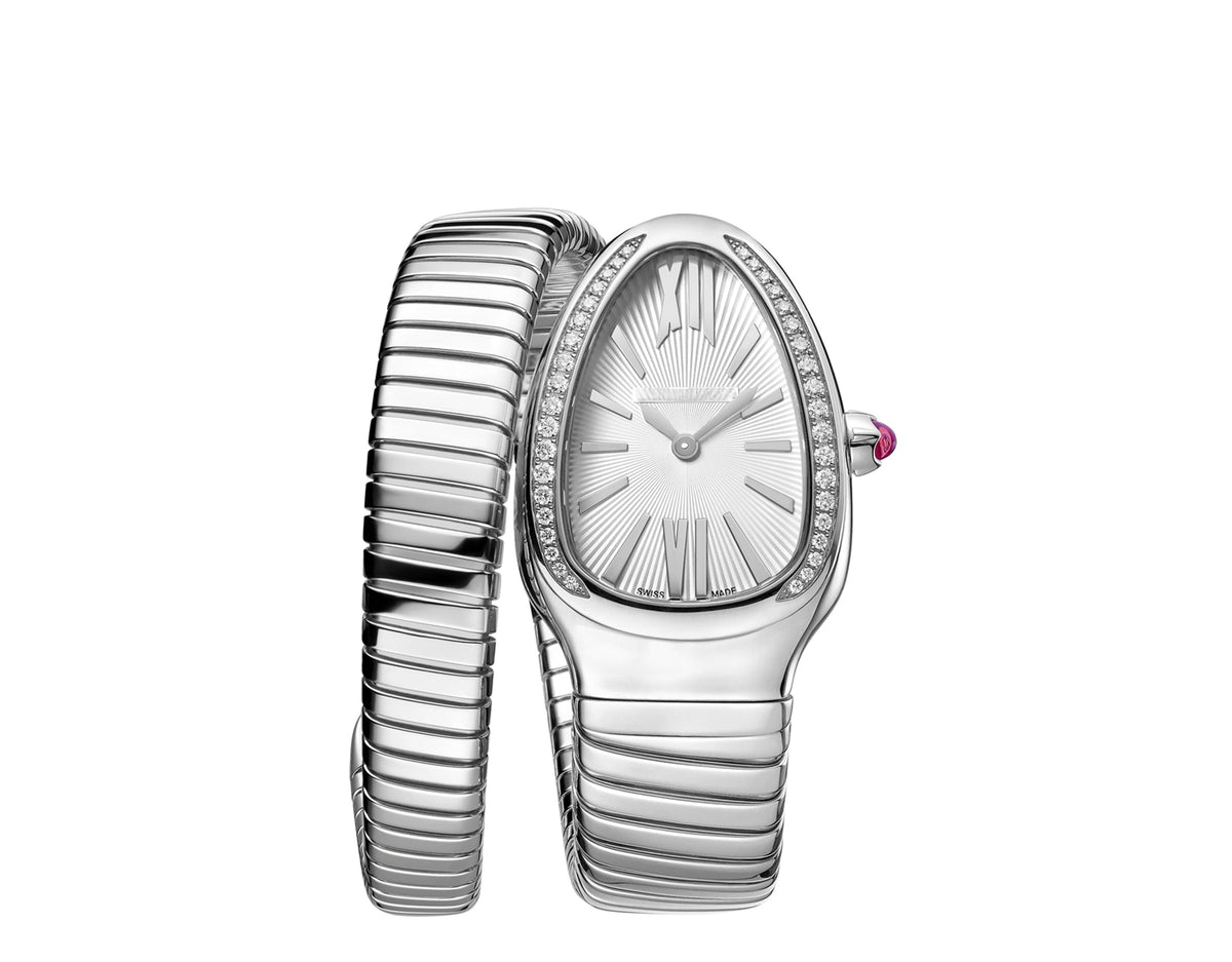 Bob Snake Chrono White Gold White Screen Watch Lab-grown Moissanite — real photo 1