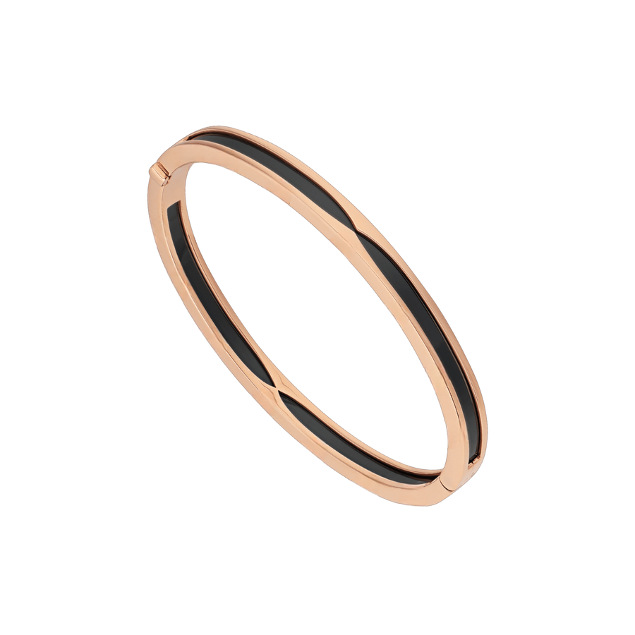 Bob Rollers Calista Rose Gold Cuff Bracelet Black Ceramic — real photo 2