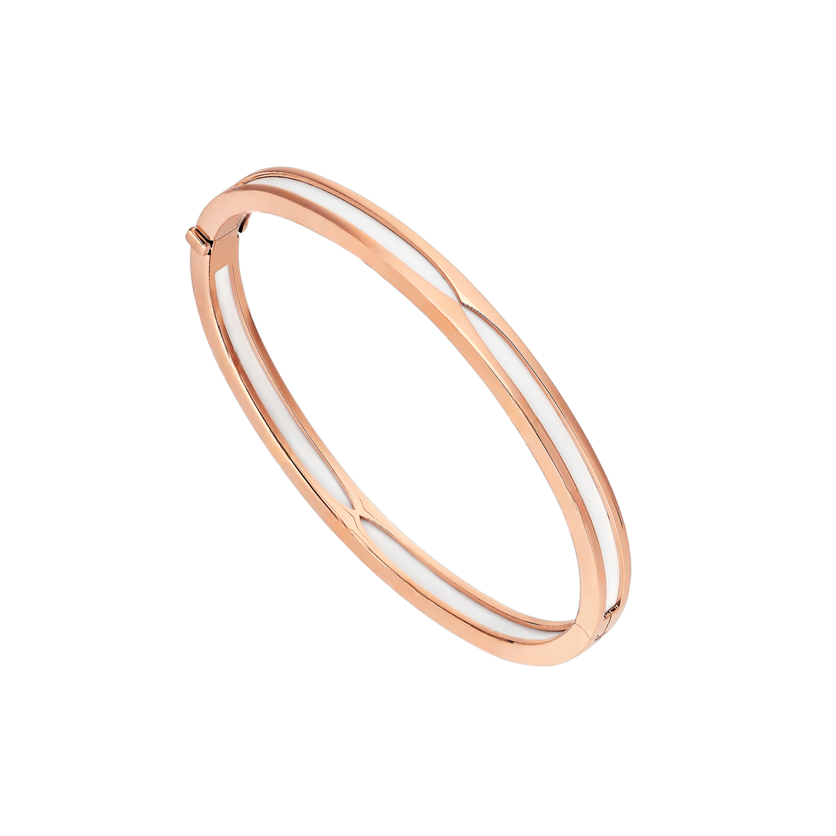 Bob Rollers Calista Rose Gold Cuff Bracelet White Ceramic — real photo 1