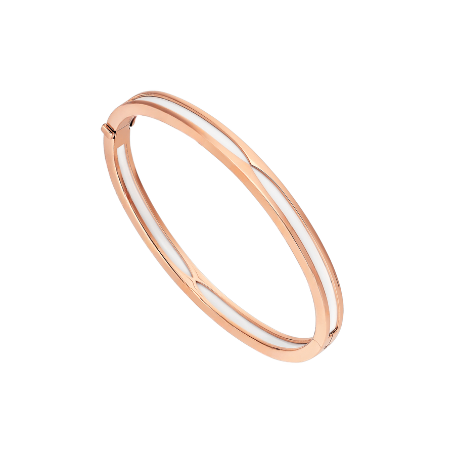 Bob Rollers Calista Rose Gold Cuff Bracelet White Ceramic — real photo 2