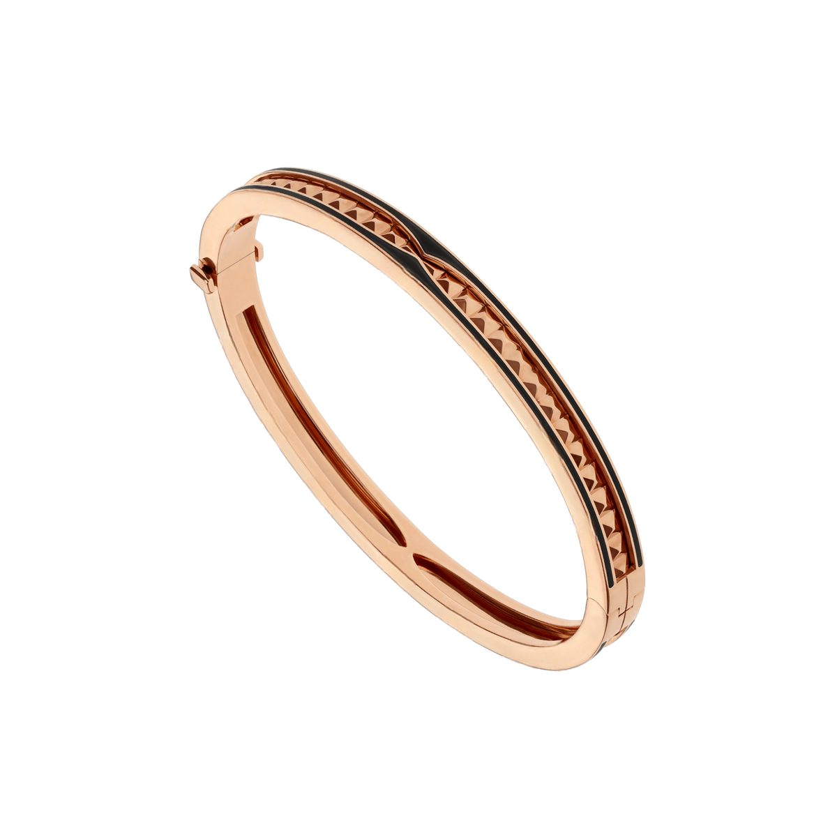 Lotteds Bob Rollers Gear Cuff Bracelet Rose Gold Black Ceramic Stud Slim — real photo 1