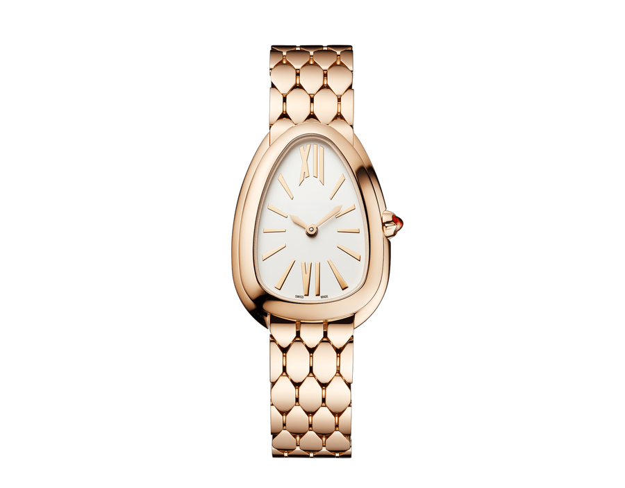 Bob Snake Spiga Rose Gold Watch Bezel And Crown Set With 1 Cab Cut Pink Rubellite — real photo 2
