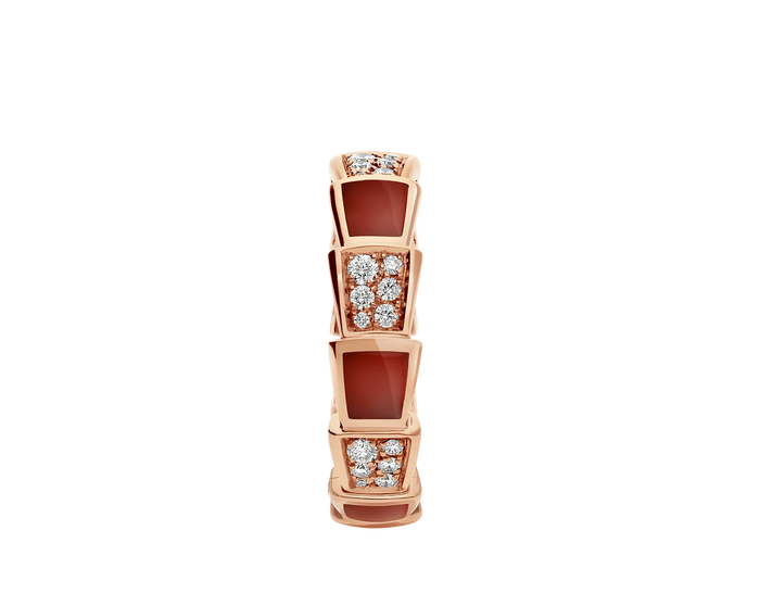 Lotteds Bob Snake Orion Ring, Rose Gold Ruby Moissanite Pavé — real photo 4