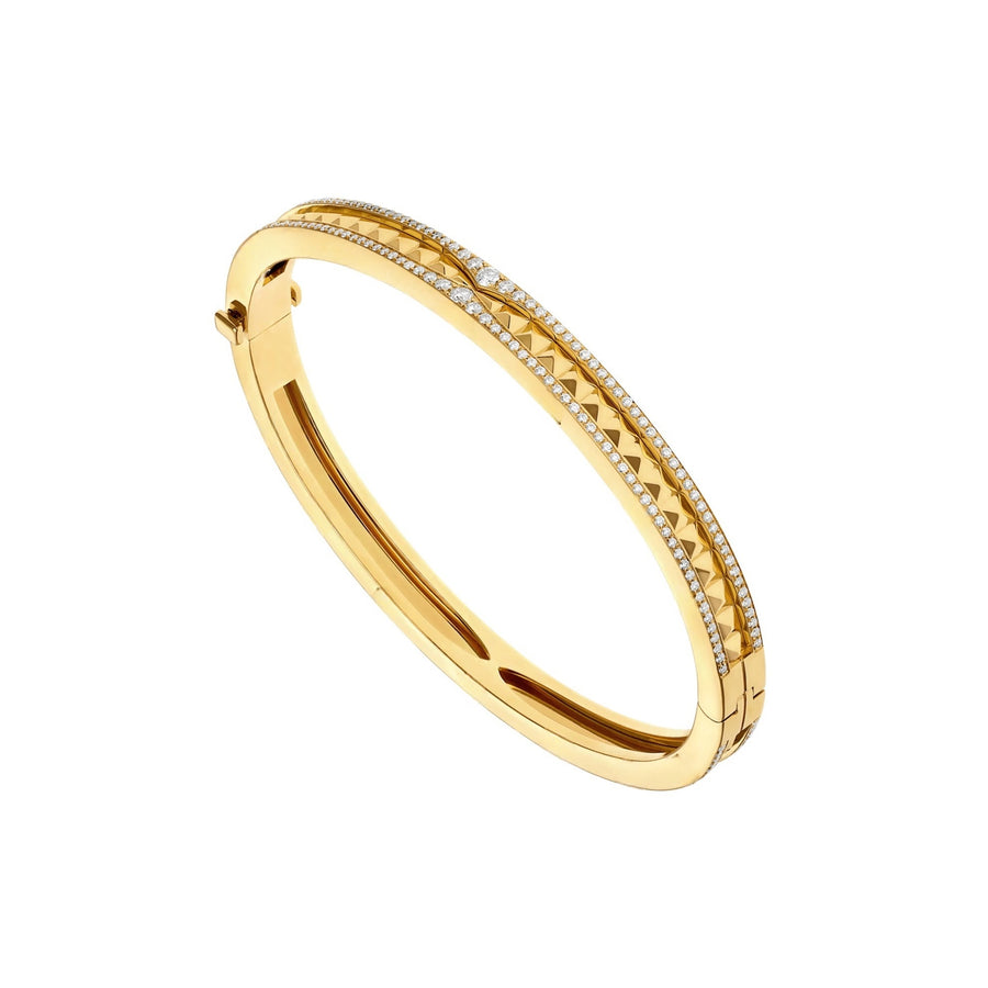 Bob Rollers Gear Bracelet ,Moissanite Pavé Stud| Yellow, Rose & White Gold — real photo 2